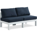  Meridian Nizuc 60" Navy Water Resistant Fabric Upholstered 2 pc Outdoor Patio Armless Modular IMAGE 1