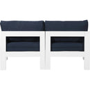  Meridian Nizuc 60" Navy Water Resistant Fabric Upholstered 2 pc Outdoor Patio Armless Modular IMAGE 3