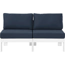  Meridian Nizuc 60" Navy Water Resistant Fabric Upholstered 2 pc Outdoor Patio Armless Modular IMAGE 5