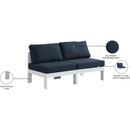  Meridian Nizuc 60" Navy Water Resistant Fabric Upholstered 2 pc Outdoor Patio Armless Modular IMAGE 9