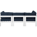 Meridian Nizuc 90" Navy Water Resistant Fabric Upholstered 3 pc Outdoor Patio Modular Sofa IMAGE 3