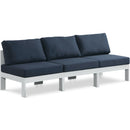  Meridian Nizuc 90" Navy Water Resistant Fabric Upholstered 3 pc Outdoor Patio Armless Modular IMAGE 1