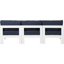  Meridian Nizuc 90" Navy Water Resistant Fabric Upholstered 3 pc Outdoor Patio Armless Modular IMAGE 3