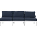  Meridian Nizuc 90" Navy Water Resistant Fabric Upholstered 3 pc Outdoor Patio Armless Modular IMAGE 5