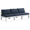  Meridian Nizuc 90" Navy Water Resistant Fabric Upholstered 3 pc Outdoor Patio Armless Modular IMAGE 8
