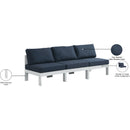  Meridian Nizuc 90" Navy Water Resistant Fabric Upholstered 3 pc Outdoor Patio Armless Modular IMAGE 9