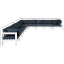  Meridian Nizuc 180" Navy Water Resistant Fabric Upholstered 10 pc Outdoor Patio Modular Sectional IMAGE 7
