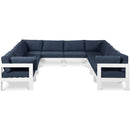 Meridian Nizuc 120" Navy Water Resistant Fabric Upholstered 10 pc Outdoor Patio Modular Sectional IMAGE 1