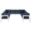  Meridian Nizuc 120" Navy Water Resistant Fabric Upholstered 10 pc Outdoor Patio Modular Sectional IMAGE 7