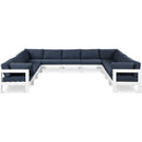  Meridian Nizuc 150" Navy Water Resistant Fabric Upholstered 11 pc Outdoor Patio Modular Sectional IMAGE 1