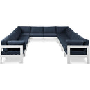  Meridian Nizuc 120" Navy Water Resistant Fabric Upholstered 12 pc Outdoor Patio Modular Sectional IMAGE 1