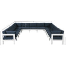  Meridian Nizuc 150" Navy Water Resistant Fabric Upholstered 13 pc Outdoor Patio Modular Sectional IMAGE 7