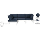  Meridian Nizuc 90" Navy Water Resistant Fabric Upholstered 4 pc Outdoor Patio Modular Sectional IMAGE 12