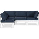  Meridian Nizuc 90" Navy Water Resistant Fabric Upholstered 4 pc Outdoor Patio Modular Sectional IMAGE 1
