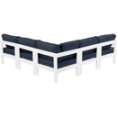  Meridian Nizuc 90" Navy Water Resistant Fabric Upholstered 5 pc Outdoor Patio Modular Sectional IMAGE 3