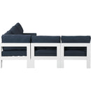 Meridian Nizuc 90" Navy Water Resistant Fabric Upholstered 5 pc Outdoor Patio Modular Sectional IMAGE 4