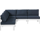  Meridian Nizuc 90" Navy Water Resistant Fabric Upholstered 5 pc Outdoor Patio Modular Sectional IMAGE 5