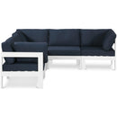  Meridian Nizuc 90" Navy Water Resistant Fabric Upholstered 5 pc Outdoor Patio Modular Sectional IMAGE 1