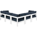  Meridian Nizuc 90" Navy Water Resistant Fabric Upholstered 5 pc Outdoor Patio Modular Sectional IMAGE 3