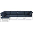  Meridian Nizuc 120" Navy Water Resistant Fabric Upholstered 5 pc Outdoor Patio Modular Sectional IMAGE 1