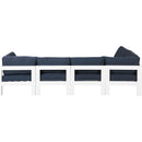  Meridian Nizuc 120" Navy Water Resistant Fabric Upholstered 5 pc Outdoor Patio Modular Sectional IMAGE 5