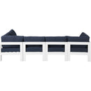  Meridian Nizuc 120" Navy Water Resistant Fabric Upholstered 5 pc Outdoor Patio Modular Sectional IMAGE 6