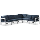  Meridian Nizuc 120" Navy Water Resistant Fabric Upholstered 6 pc Outdoor Patio Modular Sectional IMAGE 1