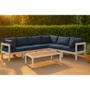  Meridian Nizuc 120" Navy Water Resistant Fabric Upholstered 6 pc Outdoor Patio Modular Sectional IMAGE 2