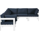  Meridian Nizuc 120" Navy Water Resistant Fabric Upholstered 6 pc Outdoor Patio Modular Sectional IMAGE 5