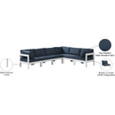  Meridian Nizuc 120" Navy Water Resistant Fabric Upholstered 6 pc Outdoor Patio Modular Sectional IMAGE 9