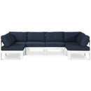  Meridian Nizuc 120" Navy Water Resistant Fabric Upholstered 6 pc Outdoor Patio Modular Sectional IMAGE 1