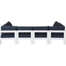  Meridian Nizuc 120" Navy Water Resistant Fabric Upholstered 6 pc Outdoor Patio Modular Sectional IMAGE 3