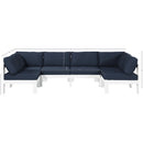  Meridian Nizuc 120" Navy Water Resistant Fabric Upholstered 6 pc Outdoor Patio Modular Sectional IMAGE 7