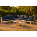  Meridian Nizuc 120" Navy Water Resistant Fabric Upholstered 7 pc Outdoor Patio Modular Sectional IMAGE 2