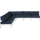  Meridian Nizuc 120" Navy Water Resistant Fabric Upholstered 7 pc Outdoor Patio Modular Sectional IMAGE 5