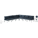  Meridian Nizuc 120" Navy Water Resistant Fabric Upholstered 7 pc Outdoor Patio Modular Sectional IMAGE 9