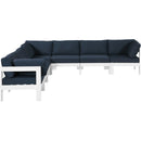  Meridian Nizuc 120" Navy Water Resistant Fabric Upholstered 7 pc Outdoor Patio Modular Sectional IMAGE 5