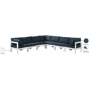  Meridian Nizuc 120" Navy Water Resistant Fabric Upholstered 7 pc Outdoor Patio Modular Sectional IMAGE 9