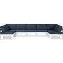  Meridian Nizuc 150" Navy Water Resistant Fabric Upholstered 7 pc Outdoor Patio Modular Sectional IMAGE 1