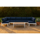  Meridian Nizuc 150" Navy Water Resistant Fabric Upholstered 7 pc Outdoor Patio Modular Sectional IMAGE 2