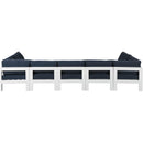  Meridian Nizuc 150" Navy Water Resistant Fabric Upholstered 7 pc Outdoor Patio Modular Sectional IMAGE 3