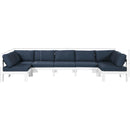  Meridian Nizuc 150" Navy Water Resistant Fabric Upholstered 7 pc Outdoor Patio Modular Sectional IMAGE 7