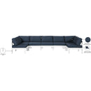  Meridian Nizuc 150" Navy Water Resistant Fabric Upholstered 7 pc Outdoor Patio Modular Sectional IMAGE 8