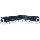 Meridian Nizuc 150" Navy Water Resistant Fabric Upholstered 8 pc Outdoor Patio Modular Sectional IMAGE 1