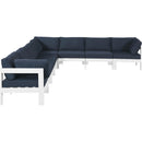  Meridian Nizuc 150" Navy Water Resistant Fabric Upholstered 8 pc Outdoor Patio Modular Sectional IMAGE 5