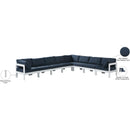  Meridian Nizuc 150" Navy Water Resistant Fabric Upholstered 8 pc Outdoor Patio Modular Sectional IMAGE 9