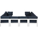  Meridian Nizuc 120" Navy Water Resistant Fabric Upholstered 8 pc Outdoor Patio Modular Sectional IMAGE 3