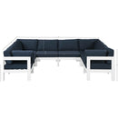  Meridian Nizuc 120" Navy Water Resistant Fabric Upholstered 8 pc Outdoor Patio Modular Sectional IMAGE 7