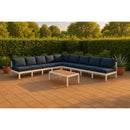  Meridian Nizuc 150" Navy Water Resistant Fabric Upholstered 9 pc Outdoor Patio Modular Sectional IMAGE 2