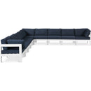 Meridian Nizuc 150" Navy Water Resistant Fabric Upholstered 9 pc Outdoor Patio Modular Sectional IMAGE 1
